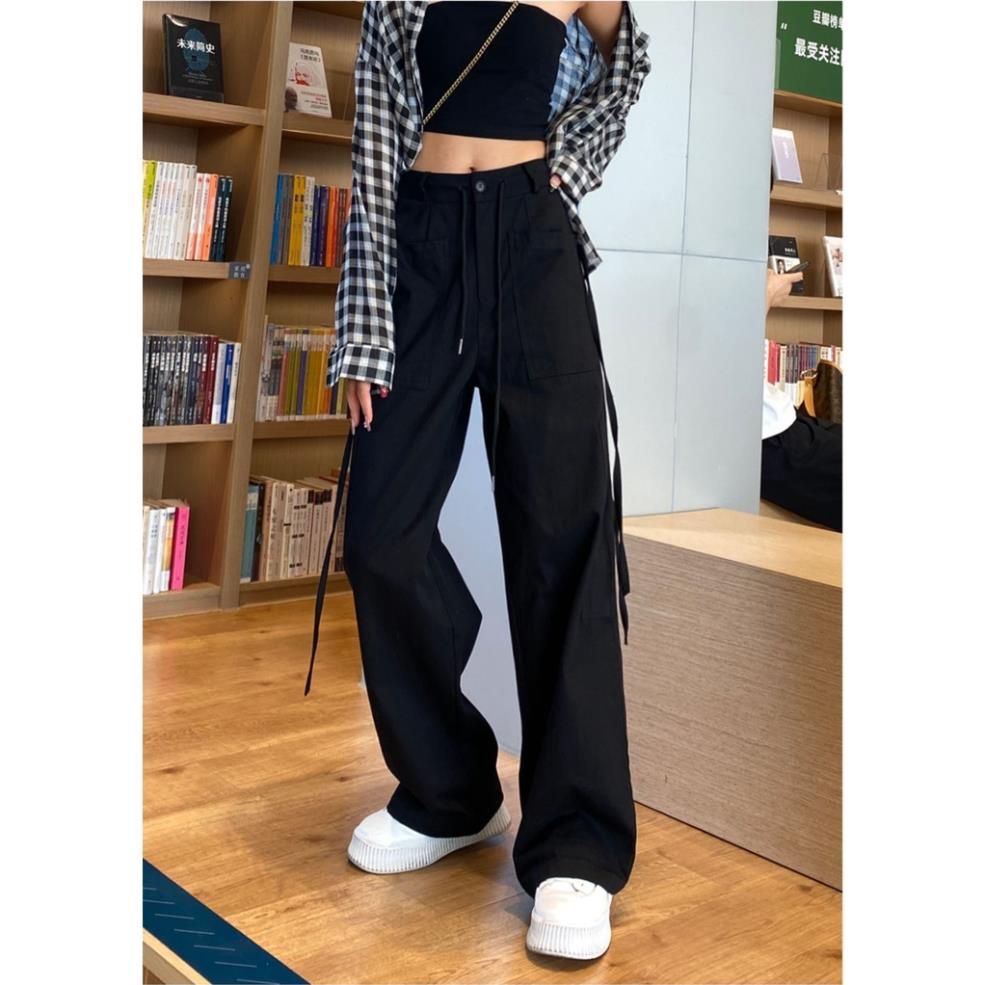 Đc Quần Kaki túi hộp Cargo Pants, lưng cao phối dây, tui rộng, form unisex nam nữ - Yoshop oke | BigBuy360 - bigbuy360.vn