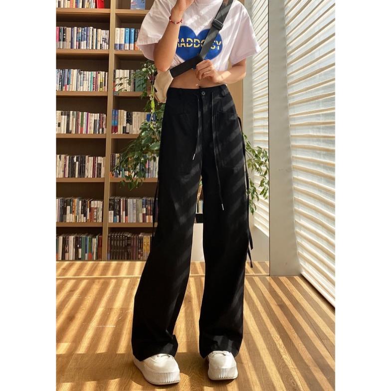 Đc Quần Kaki túi hộp Cargo Pants, lưng cao phối dây, tui rộng, form unisex nam nữ - Yoshop oke | BigBuy360 - bigbuy360.vn