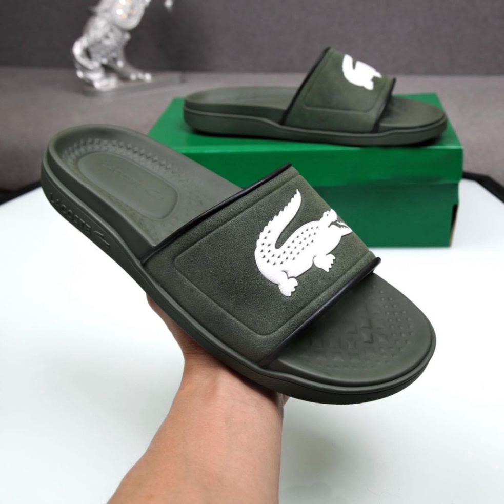 S1 Dép Lacoste dòng chữ lacoste dép nam cá sấu đế cao su da bò bền chắc thời trang .
