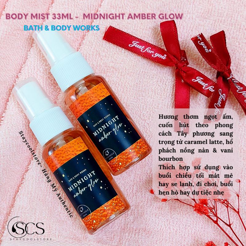Midnight amber glow- Bộ Xịt thơm body mist- Sữa tắm- Dưỡng thể- Kem tay Chăm sóc toàn thân Bath & Body Works (Auth Mỹ)