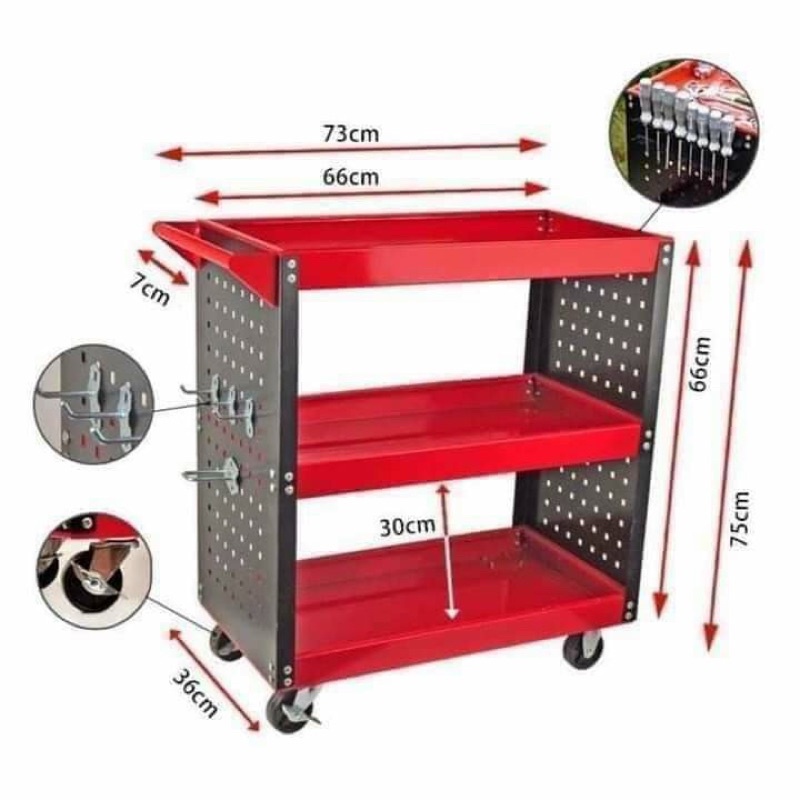 Kệ đựng đồ nghề dụng cụ 3 tầng sơn mạ tĩnh điện cứng cáp, dày dặn