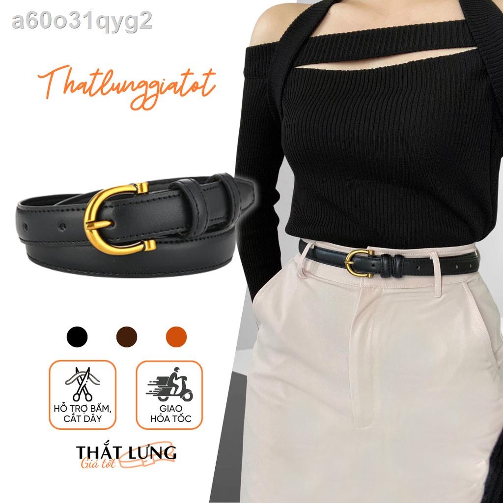 ▽☫Thắt lưng nữ bản nhỏ Ulzzang mặt chữ C màu vàng đồng 1.8cm (Hỗ trợ bấm, cắt dây nịt) TL091 - Giá Tốt