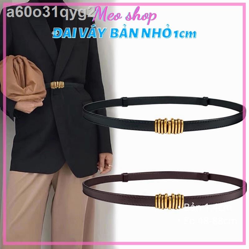 ■✢✇Đai váy bản nhỏ 1.3cm Meo shop ĐV013 nốt nhạc mặt vàng Dây thắt lưng nữ nịt áo vest sơ mi dạ size da đẹp
