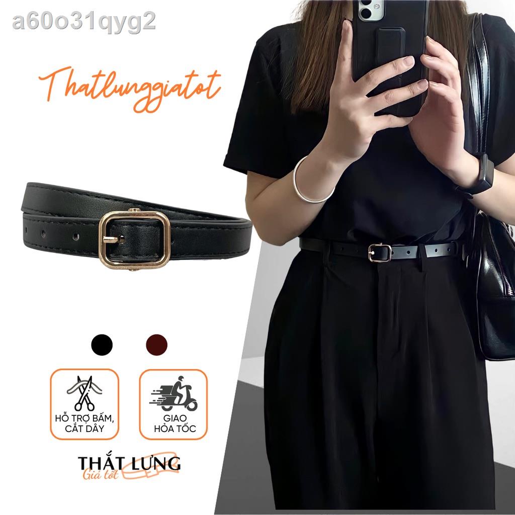 ┋❃Thắt lưng nữ bản nhỏ mặt vuông vàng bóng (hỗ trợ bấm, cắt dây nịt) TL405 - Giá Tốt