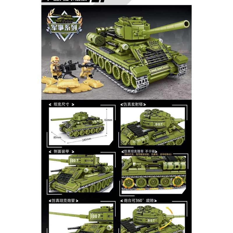 Mô Hình Lắp Ráp Lego Xe Tăng T34 99A Chất Lượng Cao