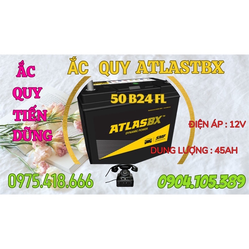 ẮC QUY Ô TÔ ATLASTBX MF50B24FL (12V -45AH) CỌC NHỎ