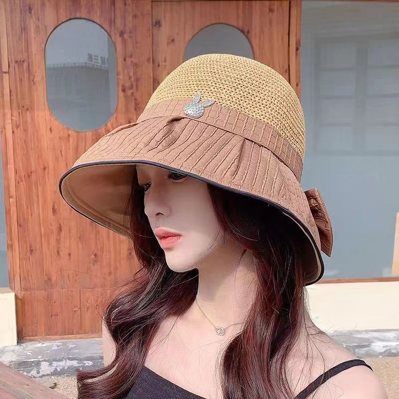 Mũ Bucket Chống Nắng Thoáng Khí Đính Nơ Thời Trang Cho Nữ