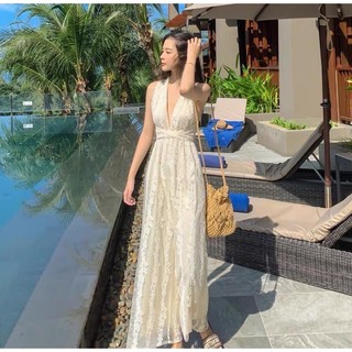 váy ren Jumsuit hở lưng