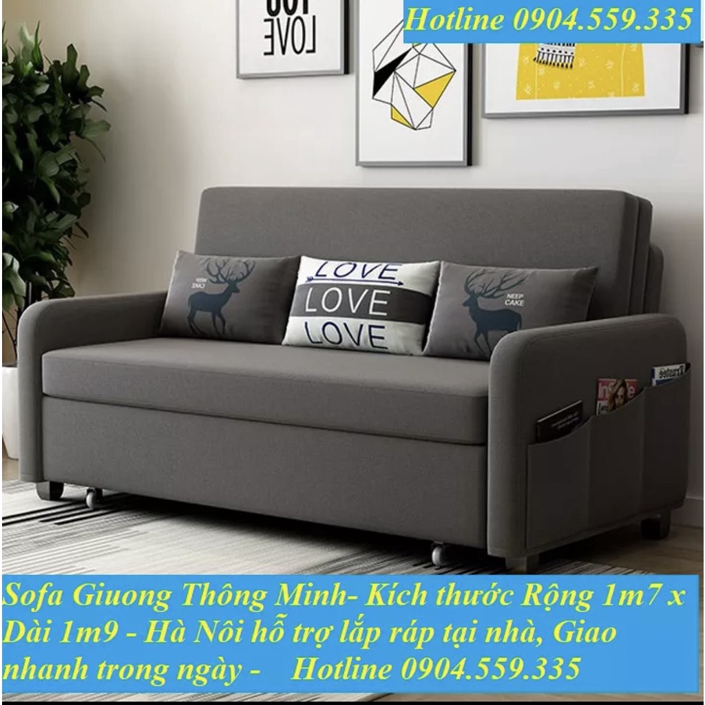 Sofa giường 170cm x 190cm có ngăn chứa đồ hàng nhập khẩu cao cấp, Giường sofa gấp gọn thông minh tiết kiệm không gian