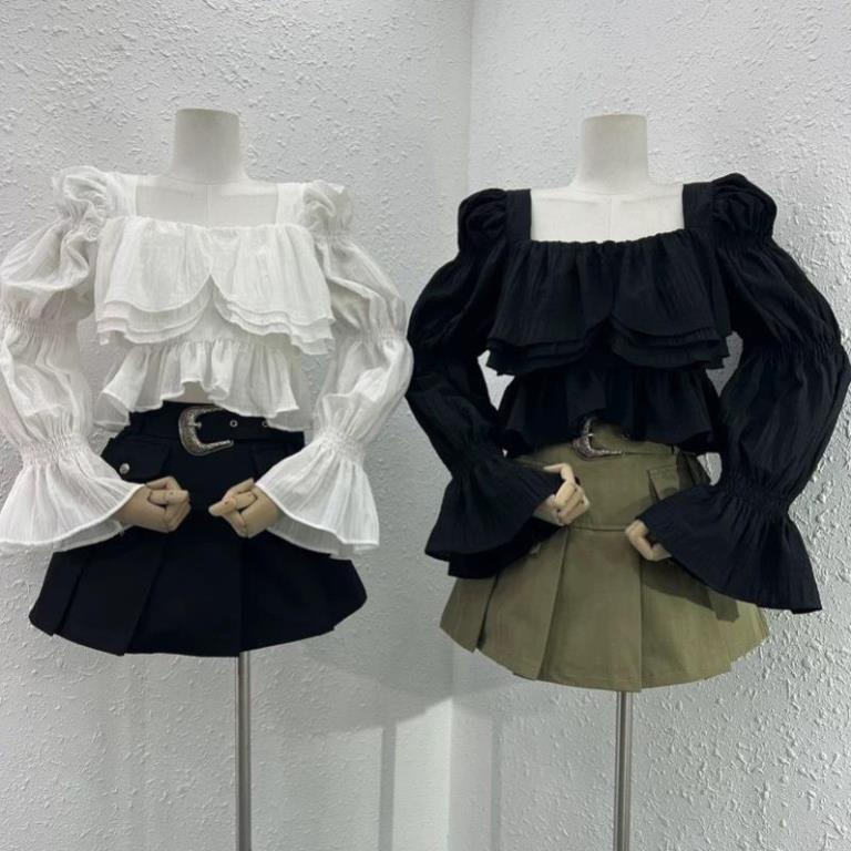 Sơ mi tiểu thư tay bồng bo chun phối cổ bèo nữ thanh lịch điệu đà SM3 | BigBuy360 - bigbuy360.vn