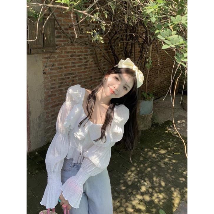 Sơ mi tiểu thư tay bồng bo chun phối cổ bèo nữ thanh lịch điệu đà SM3 | BigBuy360 - bigbuy360.vn