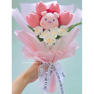 Bó hoa heo len mix tulip và lưu ly