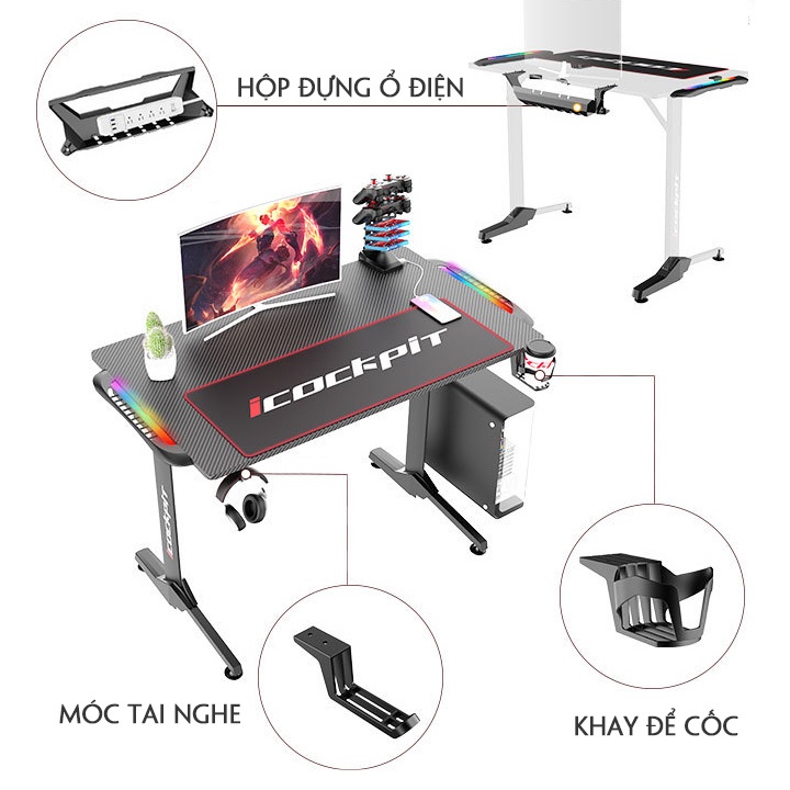 Bàn gaming phiên bản cao cấp hàng nhập khẩu , Kích thước Dài 1m1 x Rộng 60cm x Cao 75cm | BigBuy360 - bigbuy360.vn