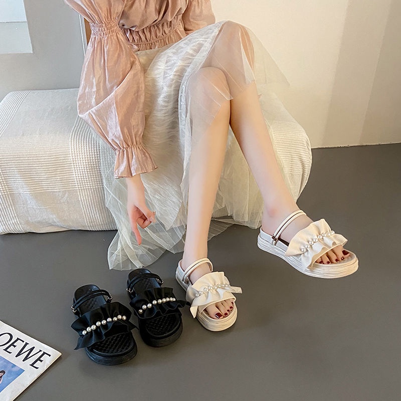 Giày Sandal Đế Bằng Dày Dặn Phong Cách Roman Thời Trang Mùa Hè Cho Nữ