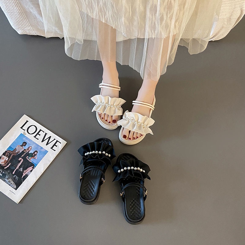 Giày Sandal Đế Bằng Dày Dặn Phong Cách Roman Thời Trang Mùa Hè Cho Nữ