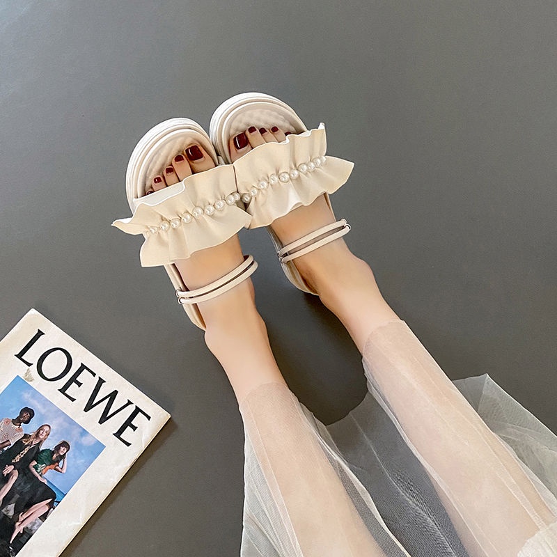 Giày Sandal Đế Bằng Dày Dặn Phong Cách Roman Thời Trang Mùa Hè Cho Nữ