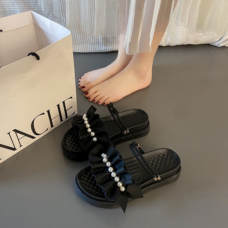 Giày Sandal Đế Bằng Dày Dặn Phong Cách Roman Thời Trang Mùa Hè Cho Nữ