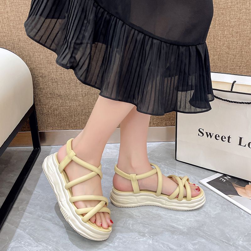 Giày Sandal Đế Mềm Dày Thoải Mái Phong Cách Roman Thời Trang Mùa Hè Cho Nữ