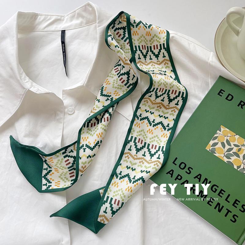 Khăn Choàng Lụa Mỏng Màu Trắng Và Xanh Lá Thời Trang Xuân Hè Cho Nữ