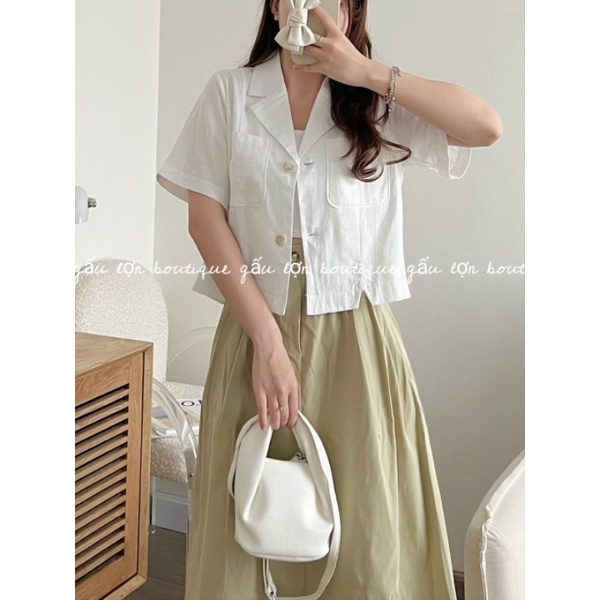 Áo sơ mi cổ vest phong cách hàn quốc