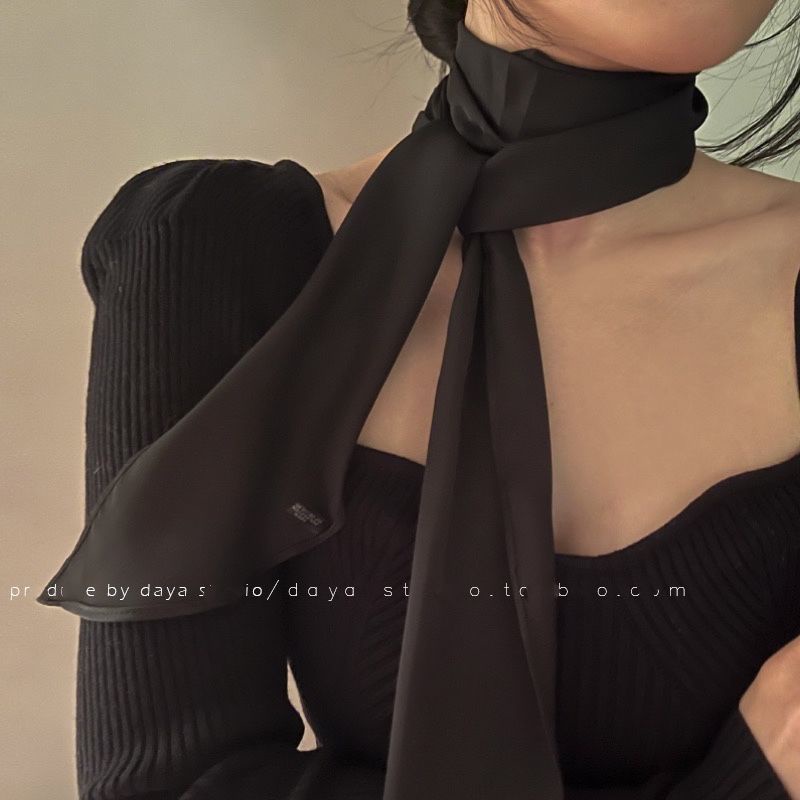 Khăn Choàng Lụa Dài Màu Sắc Ngọt Ngào Phong Cách retro Pháp Thanh Lịch