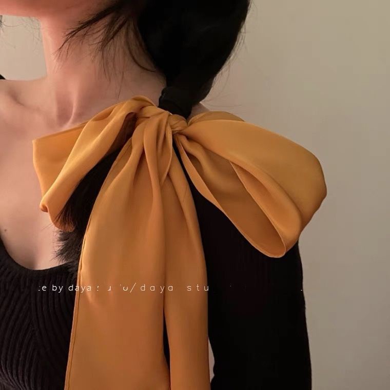 Khăn Choàng Lụa Dài Màu Sắc Ngọt Ngào Phong Cách retro Pháp Thanh Lịch