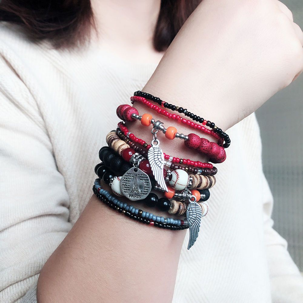 Vòng Tay Nhiều Lớp Xâu Hạt Phong Cách Dân Tộc Bohemian Cổ Điển Thời Trang Cho Nữ