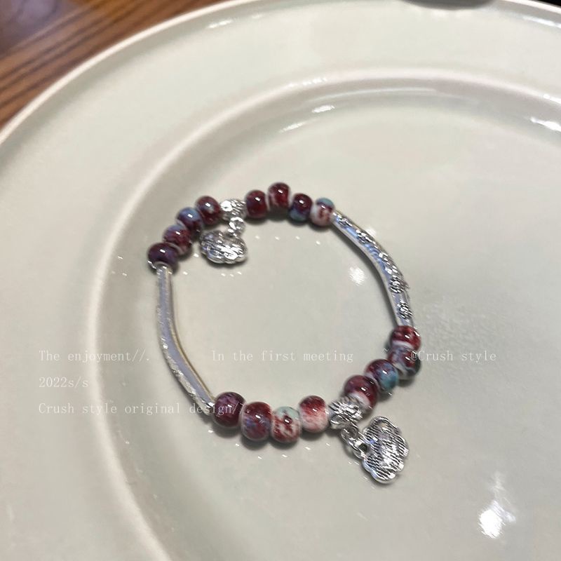 Vòng Tay Đá Hổ Phách Phong Cách Trung Hoa Cổ Điển Thiết Kế Mới Cho Nữ ne