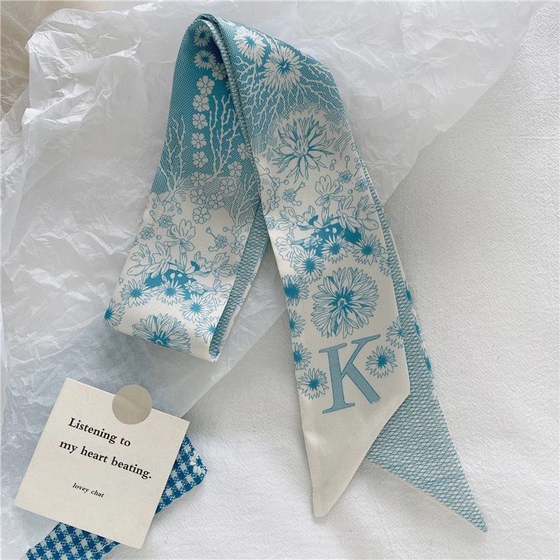 Khăn Quàng Cổ Lụa In 26 Chữ Phong Cách Hàn Quốc Thanh Lịch