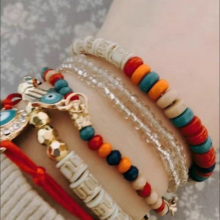 Vòng Đeo Tay Xỏ Hạt Cườm Xỏ Nhiều Lớp Phong Cách Dân Tộc Instagram millet Hình Trái Tim Tình Yêu Thích Hợp Mang Theo com