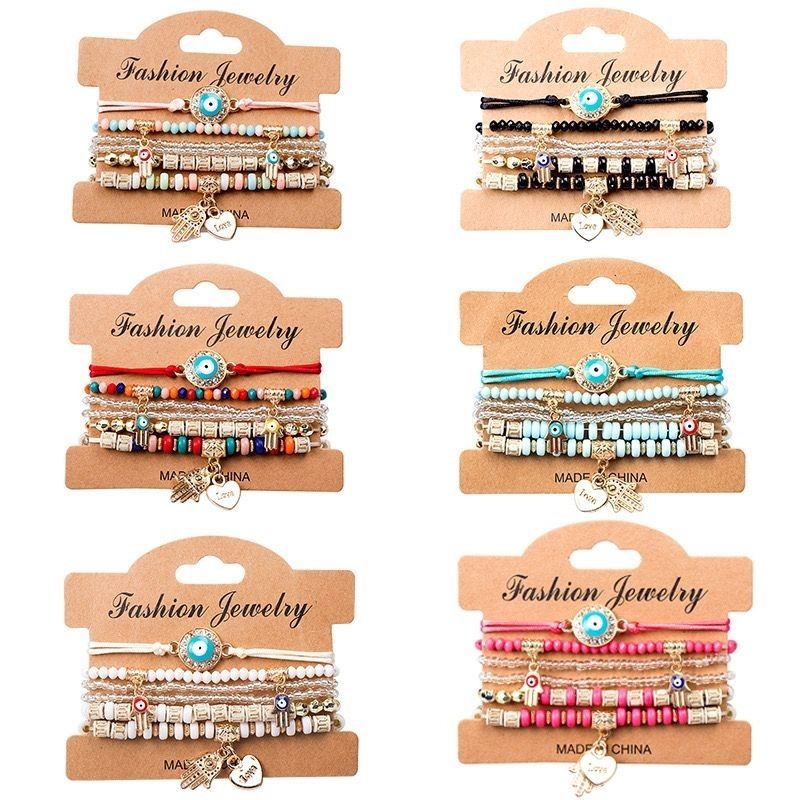 Vòng Đeo Tay Xỏ Hạt Cườm Xỏ Nhiều Lớp Phong Cách Dân Tộc Instagram millet Hình Trái Tim Tình Yêu Thích Hợp Mang Theo com