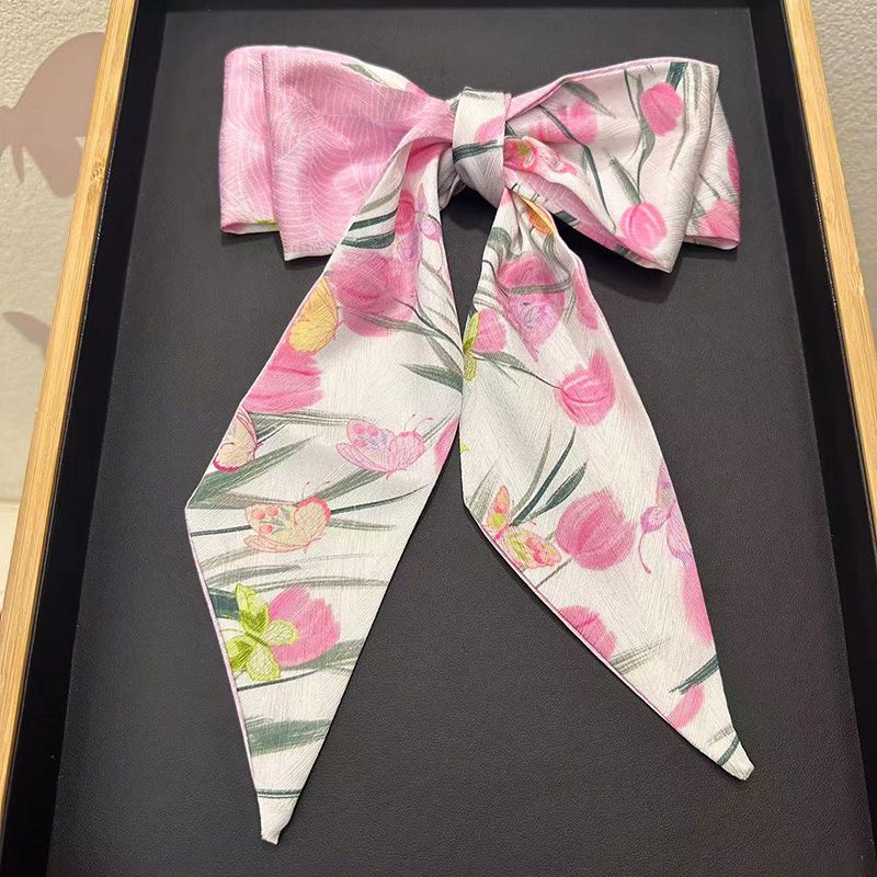 Khăn Quàng Cổ Lụa Thắt Nơ Họa Tiết Hoa Phong Cách Pháp Cổ Điển Dành Cho Nữ
