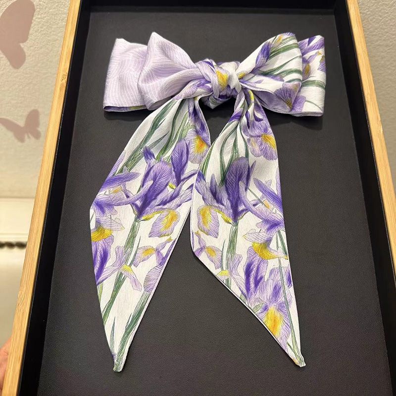 Khăn Quàng Cổ Lụa Thắt Nơ Họa Tiết Hoa Phong Cách Pháp Cổ Điển Dành Cho Nữ