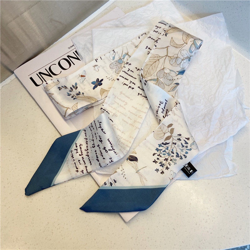 Khăn Quàng Cổ Lụa In Hoa 130X7.5Cm Trang Trí Đa Năng