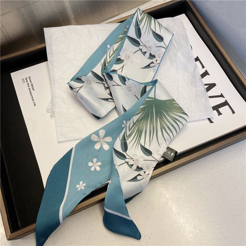 Khăn Quàng Cổ Lụa In Hoa 130X7.5Cm Trang Trí Đa Năng