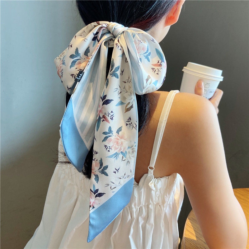 Khăn Quàng Cổ Lụa In Hoa 130X7.5Cm Trang Trí Đa Năng