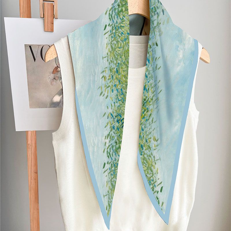 Khăn Choàng Lụa YILIAN Anh Quốc Họa Tiết Tranh Sơn Dầu Hình Thoi twill Điều Hòa Không Khí Cho Nữ