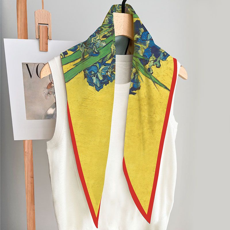 Khăn Choàng Lụa YILIAN Anh Quốc Họa Tiết Tranh Sơn Dầu Hình Thoi twill Điều Hòa Không Khí Cho Nữ