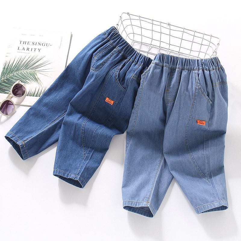 Quần Denim Cotton Mỏng Màu Trơn Chống Muỗi Dành Cho Bé Trai