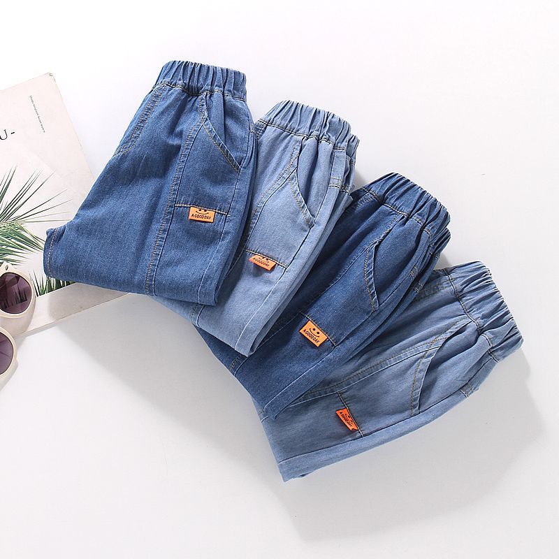 Quần Denim Cotton Mỏng Màu Trơn Chống Muỗi Dành Cho Bé Trai
