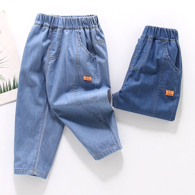 Quần Denim Cotton Mỏng Màu Trơn Chống Muỗi Dành Cho Bé Trai
