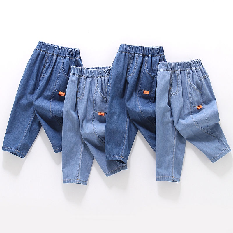 Quần Denim Cotton Mỏng Màu Trơn Chống Muỗi Dành Cho Bé Trai