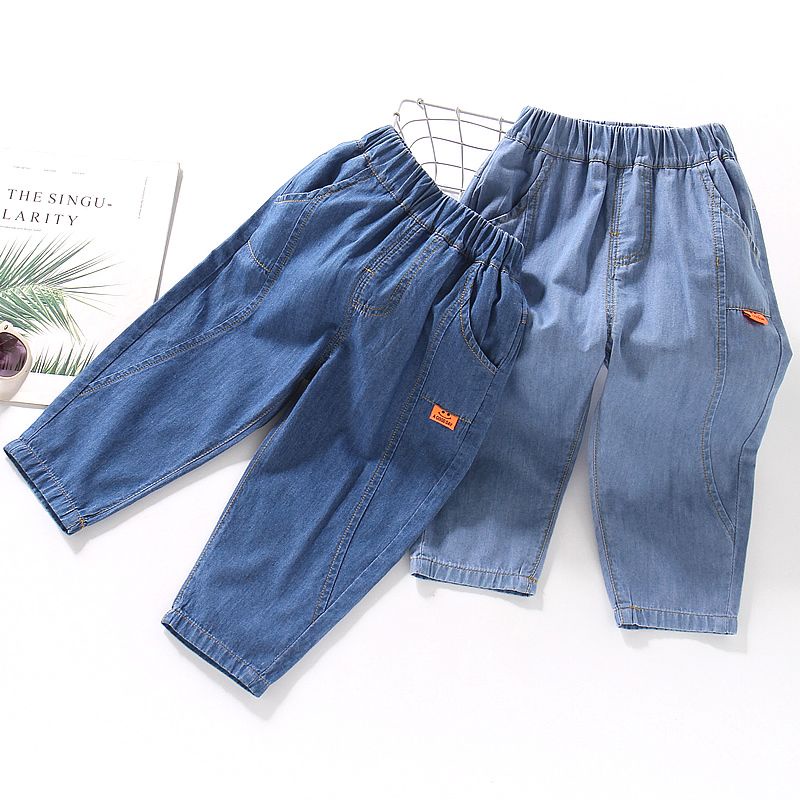 Quần Denim Cotton Mỏng Màu Trơn Chống Muỗi Dành Cho Bé Trai