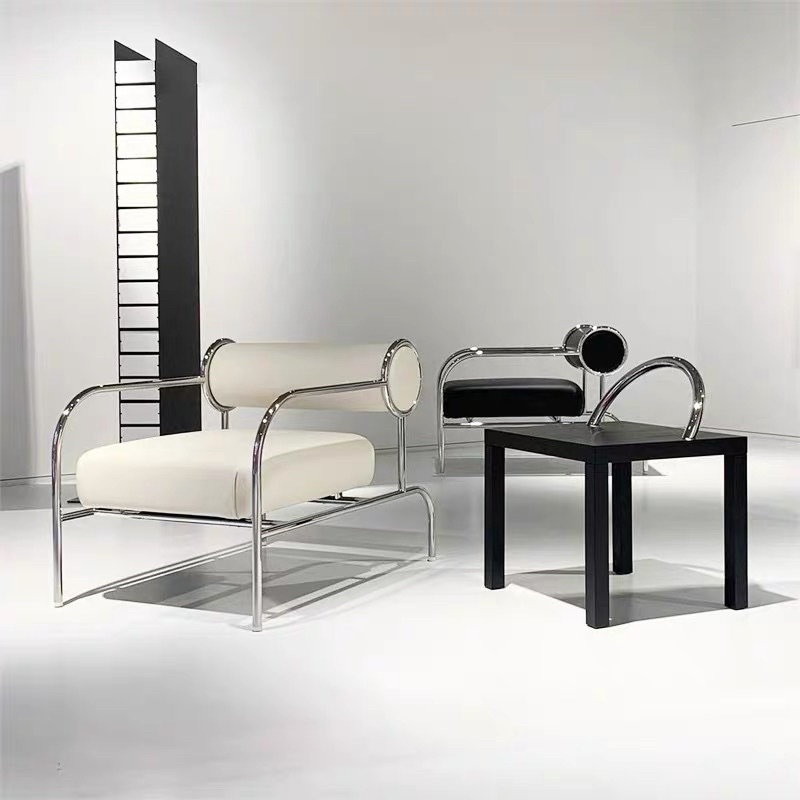 Ghế đơn thiết kế kiểu Bắc Âu bằng thép không gỉ trang trí phòng khách, quán cafe, studio