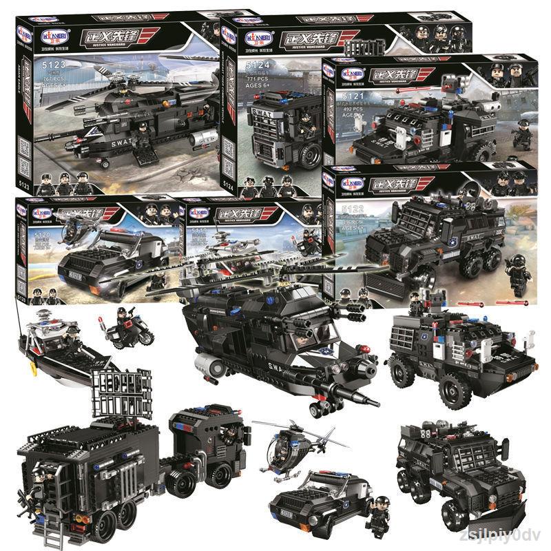 Tương thích với các khối xây dựng Lego thành phố cảnh sát quân sự xe cảnh sát xe bọc thép máy bay xếp hình lắp ráp khối