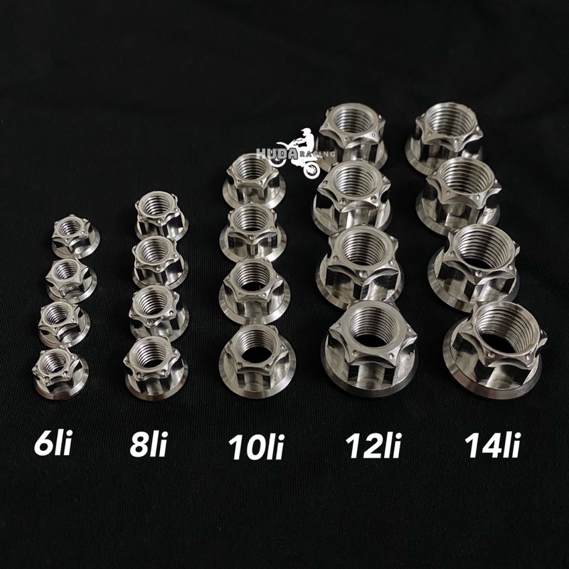 Tán hở inox 304 các size 6li 8li 10li 12li 14li gắn cho các dòng xe