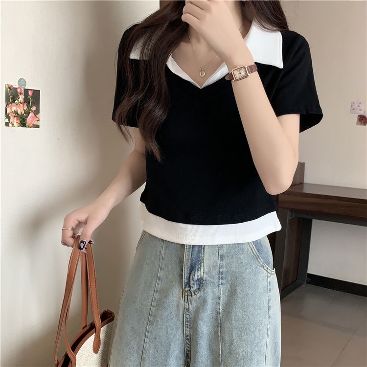 Áo Thun POLO Ngắn Tay Dáng Rộng Bằng Lụa Mát Thời Trang Mùa Hè Hàng Mới Dành Cho Bạn Nữ