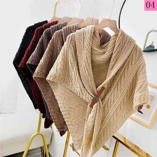 Khăn choàng len dệt kim dày dặn giữ ấm mùa đông cho nữ