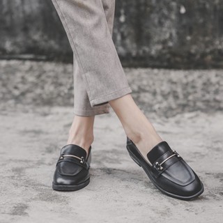 Giày Moca Loafer Nữ bệt văn phòng, Giày lười da mềm nữ 3cm có sẵn đen nâu 1832