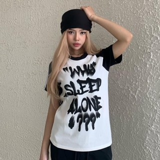 Áo thun baby tee màu trắng phối tay đen phong cách dễ thương gonzbrandvn - why sleep alone